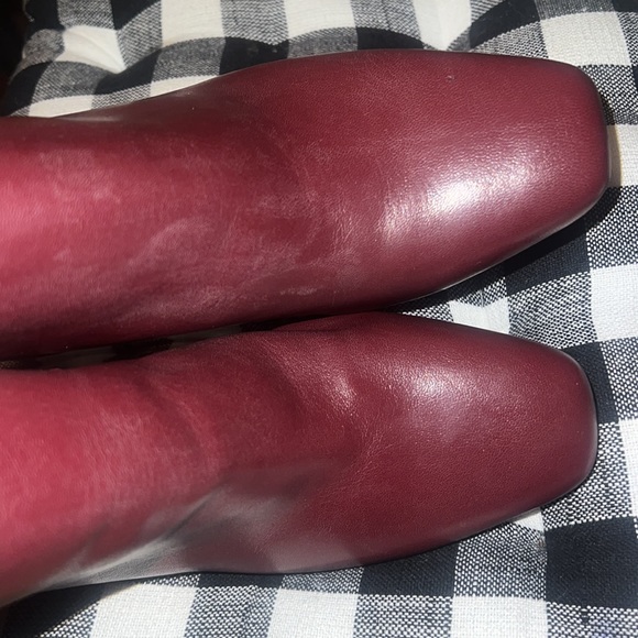 Alfani New Fall Perfect Short Bootie High Stacked Heel Zipper Maroon Square Toe - Picture 8 of 9